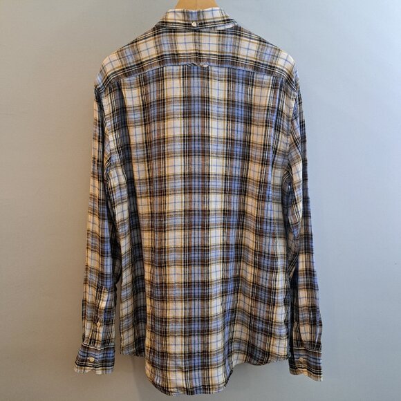 Vince Men's Large 100% Linen Long Sleeve Button Down Plaid Shirt Style M13081062 - Picture 4 of 15